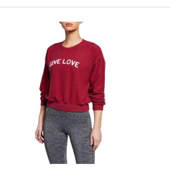 Spiritual Gangster Wine Give Love Malibu Crewneck Cozy Sweatshirt Red Medium M - Picture 5 of 5